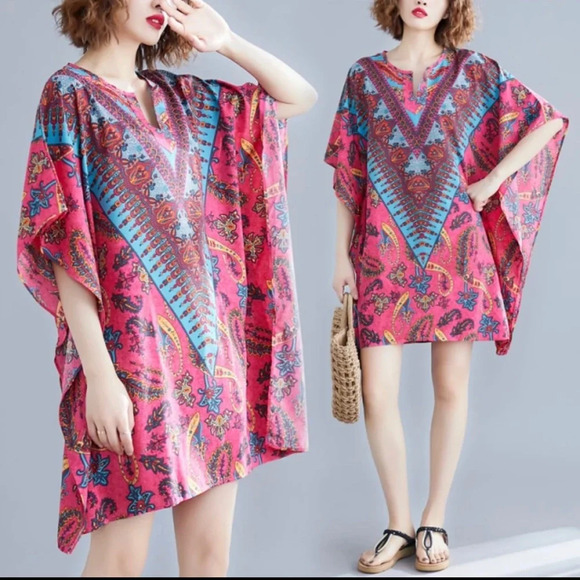 COIGARSAM Beach Style Women Mini dress Summer National Wind size Small - Picture 4 of 16